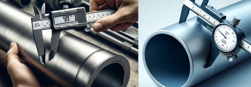 Measuring pipe's inner and outer diameters of a pipe